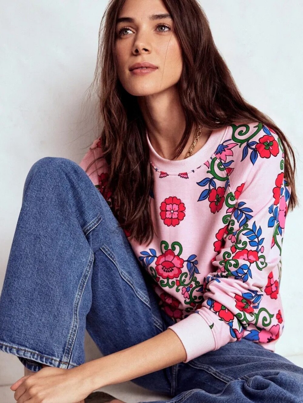 Boden Pink Floral Print Sweatshirt - Picture 12 of 12